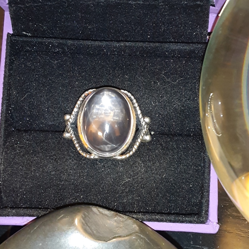 Real natural star rose quartz 925 ring